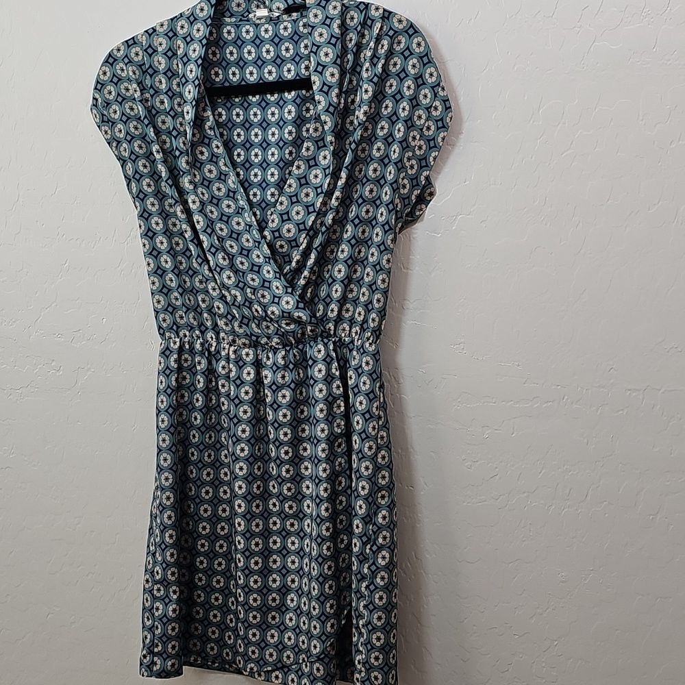 Maison Jules Teal/Cream Flower Dress Small Cottagecore, Croquette, Office 100182